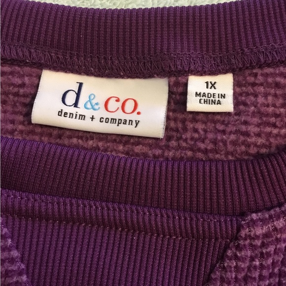 SWEATSHIRT 1X denim&co. Purple, Fleecy inside. Long sleeve crewneck - Picture 3 of 8